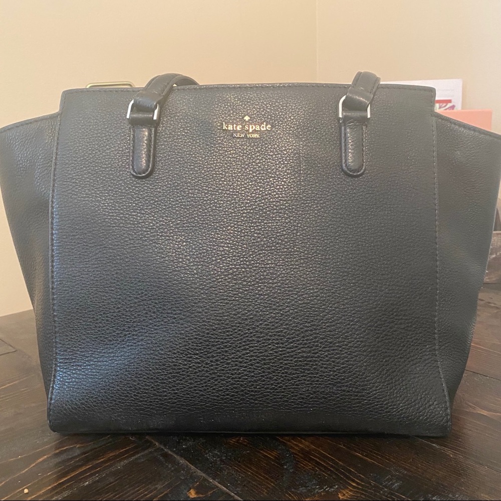 Kate Spade “Jackson” Black Leather Tote
